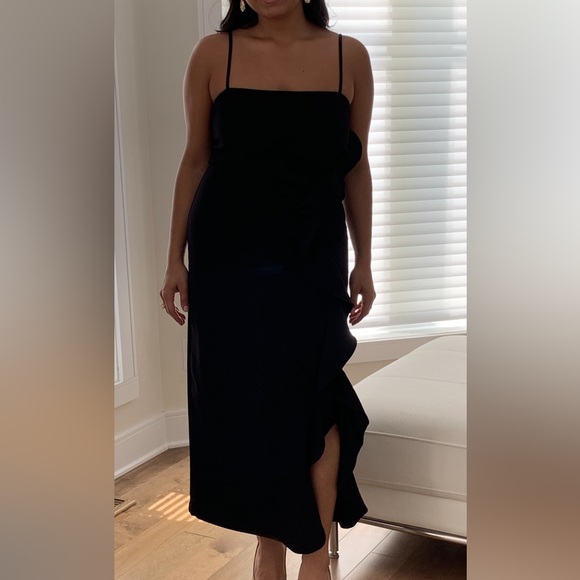 Bardot Black Gown Dress with ruffles - Picture 4 of 5